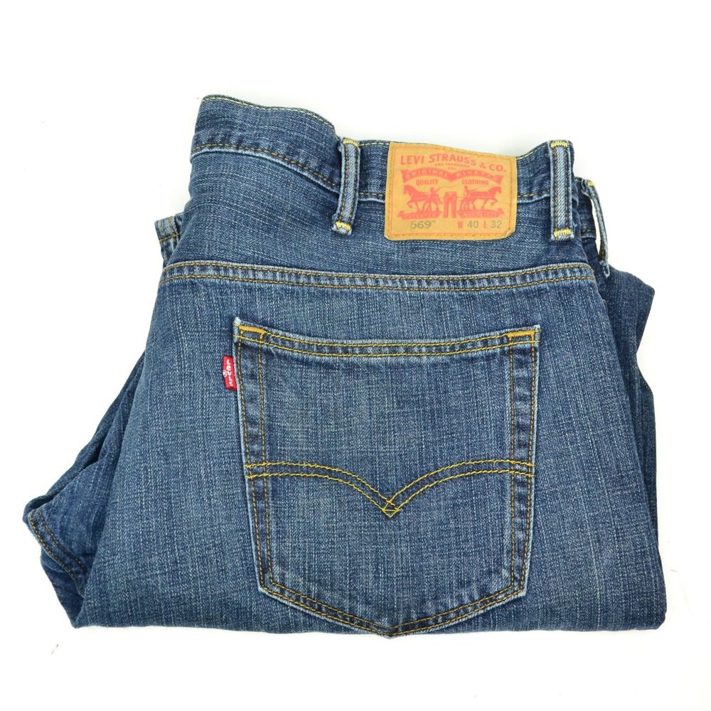 Levi's 569 Men's Size W40 L32 Blue Relaxed Fit Dark Wash Denim Jeans